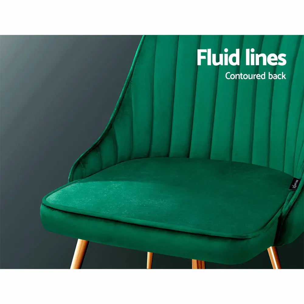 Artiss Dining Chairs Set of 2 Velvet Channel Tufted Green Chez Guru