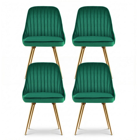 Artiss Dining Chairs Set of 4 Velvet Channel Tufted Green