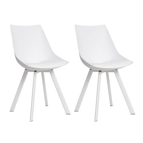 Artiss Dining Chairs Set of 2 PU Leather Plastic Metal White Chez Guru