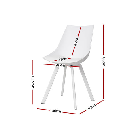 Artiss Dining Chairs Set of 2 PU Leather Plastic Metal White Chez Guru