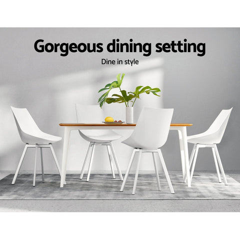 Artiss Dining Chairs Set of 2 PU Leather Plastic Metal White Chez Guru