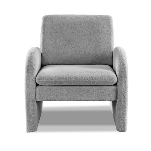 Artiss Armchair Accent Chair Lounge Tub Sofa Couch Curved Arm Seat Boucle Grey