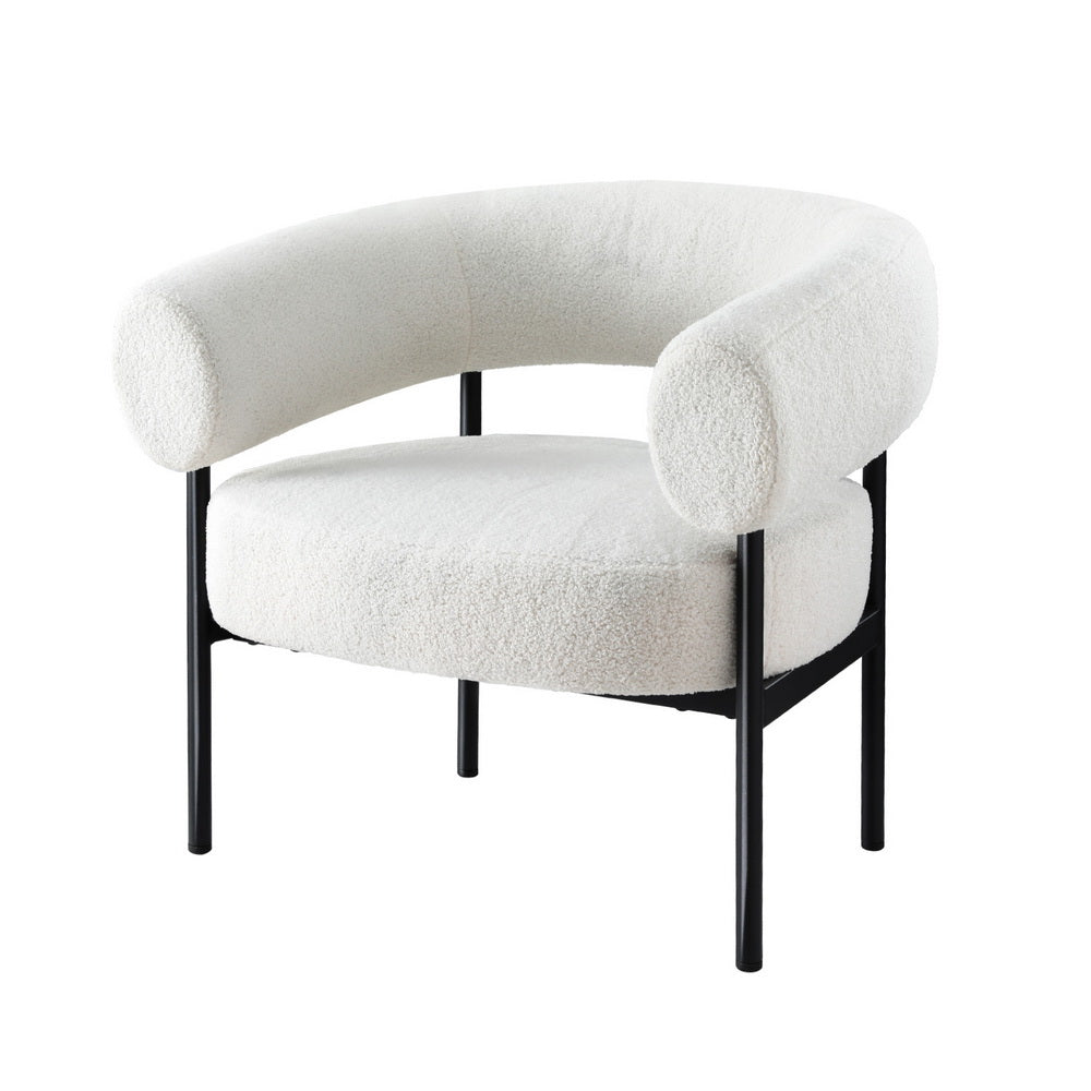 Artiss Armchair Accent Chair Curved Boucle White Chez Guru