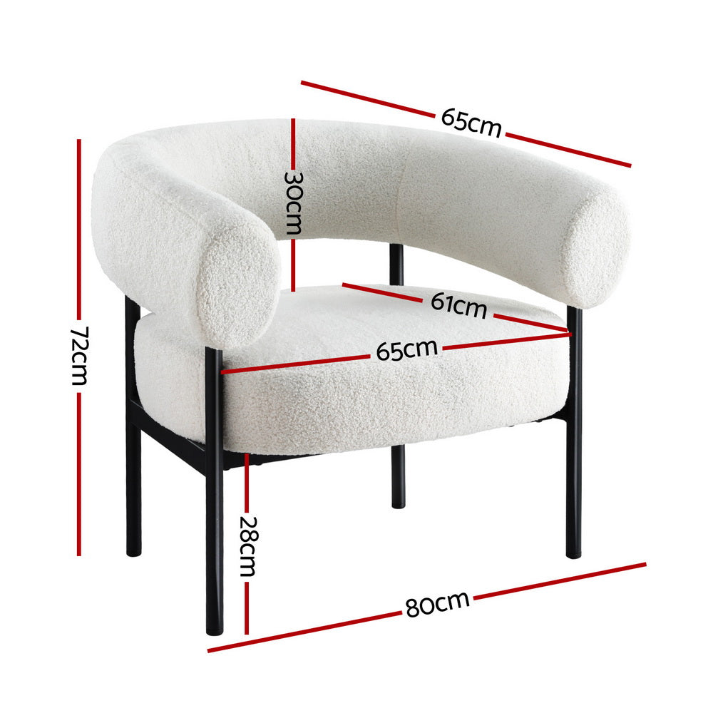 Artiss Armchair Accent Chair Curved Boucle White Chez Guru