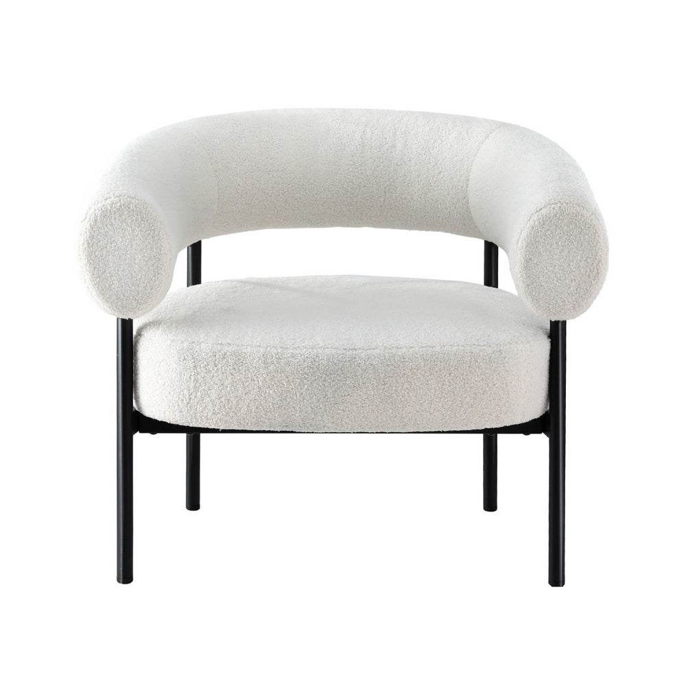 Artiss Armchair Accent Chair Curved Boucle White Chez Guru