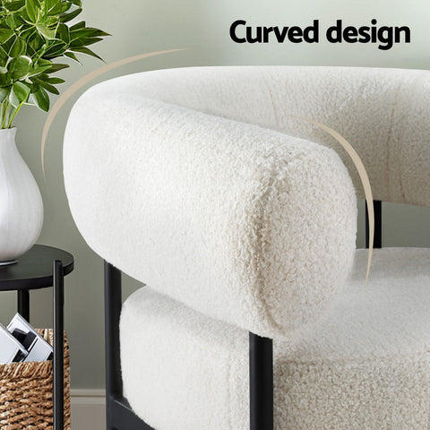 Artiss Armchair Accent Chair Curved Boucle White Chez Guru