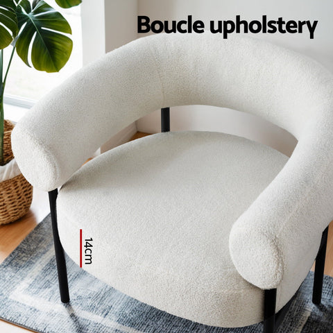 Artiss Armchair Accent Chair Curved Boucle White Chez Guru