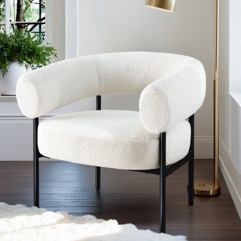 Artiss Armchair Accent Chair Curved Boucle White Chez Guru
