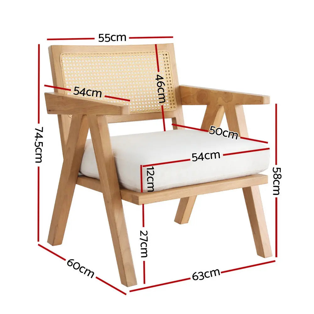 Artiss Armchair Accent Chair Lounge Rattan Velvet Pine - Chez Guru