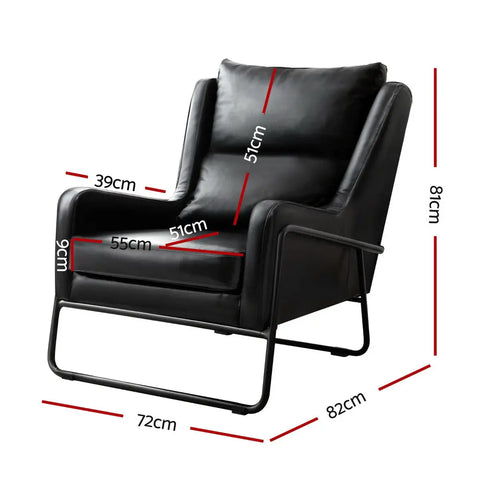Artiss Armchair Accent Chair PU Leather Wingback Black - Chez Guru