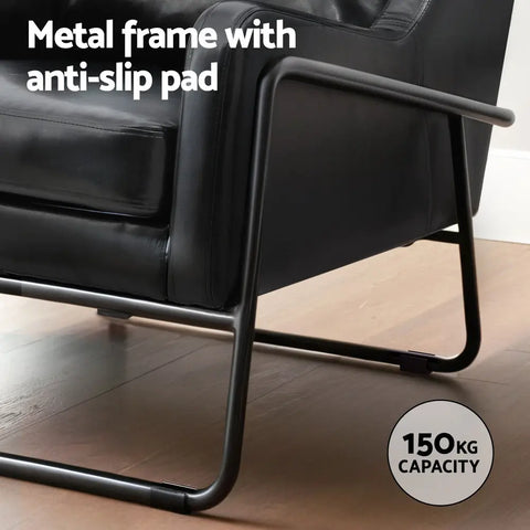 Artiss Armchair Accent Chair PU Leather Wingback Black - Chez Guru