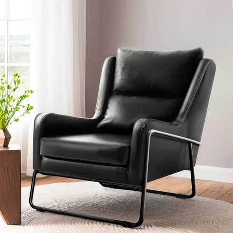 Artiss Armchair Accent Chair PU Leather Wingback Black - Chez Guru