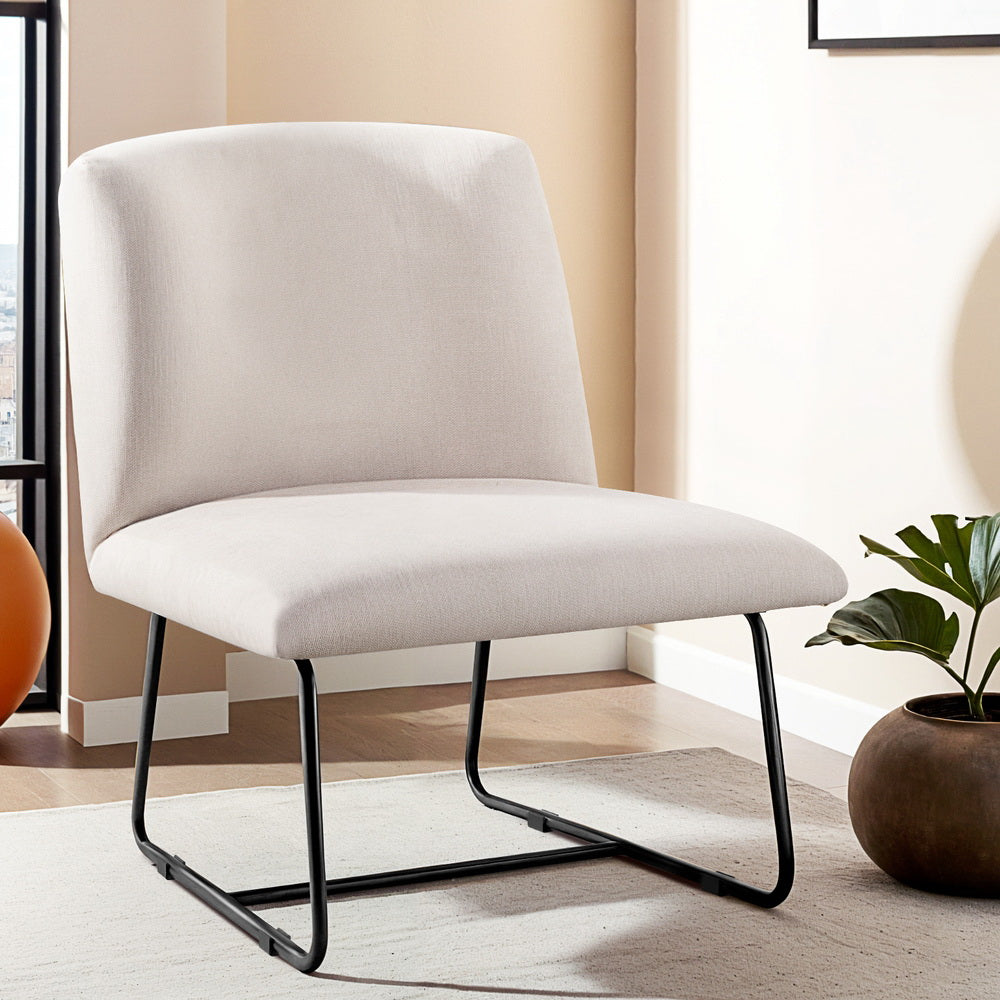 Artiss Accent Chair Armchair Cross Leg Beige Chez Guru