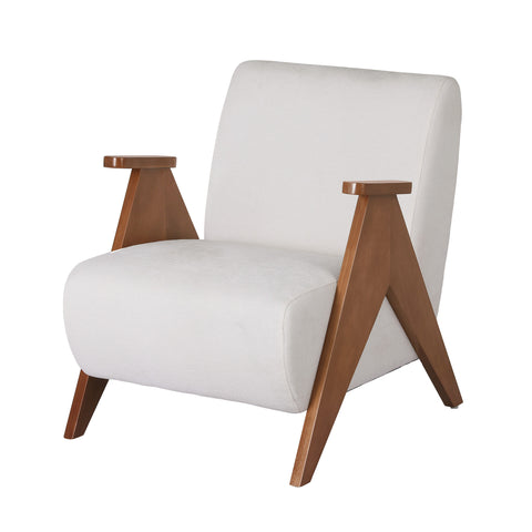 Artiss Armchair Accent Chair Sturdy Upholstered Solid Wood Chenille Fabric White
