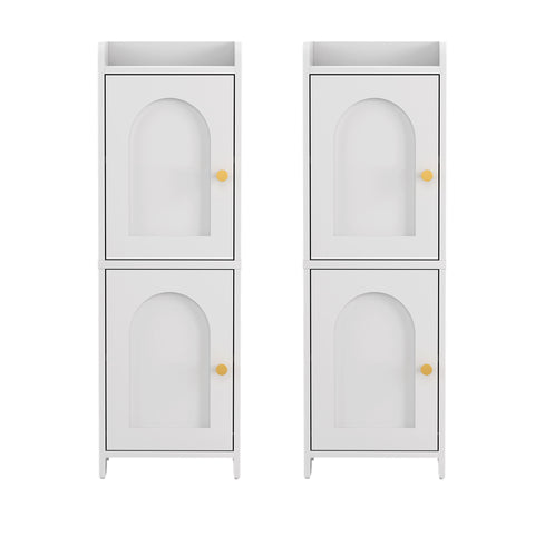 Artiss 2x Bathroom Storage Cabinet 2-Tier Slim Toilet Organizer Adjustable White