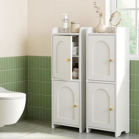 Artiss 2x Bathroom Storage Cabinet 2-Tier Slim Toilet Organizer Adjustable White