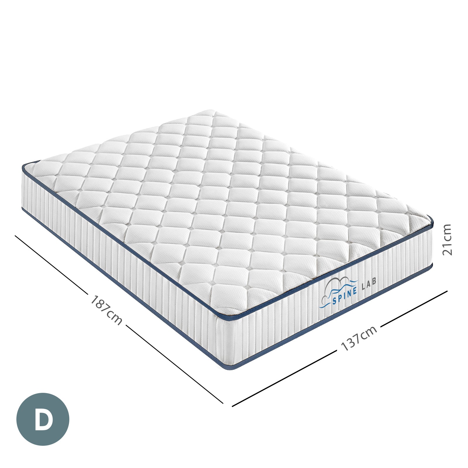 Spine-Lab Mattress 5 Zone 21cm Medium Firm Foam Bonnell Spring - Double - White Chez Guru