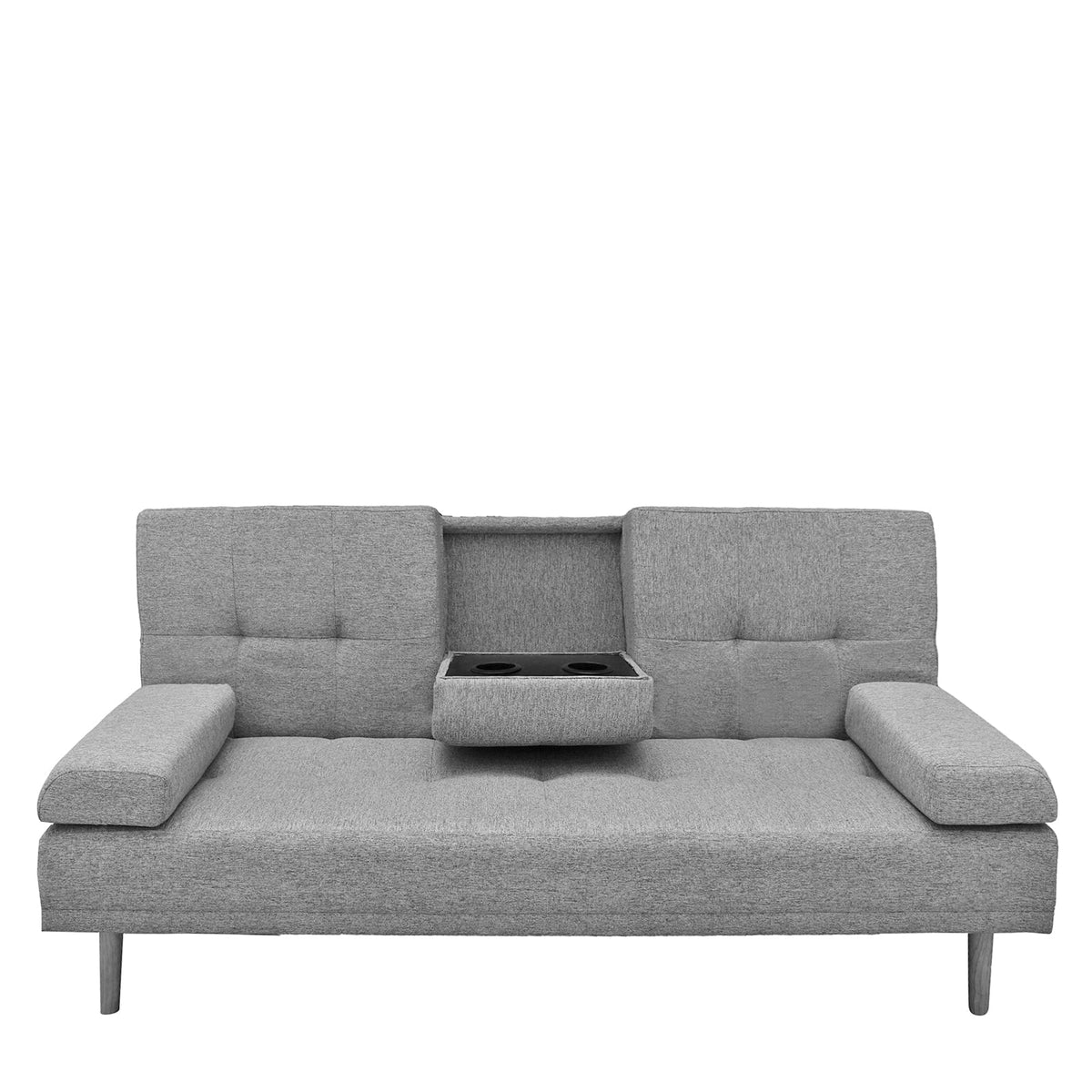 Casa Decor Mendoza 2 in 1 Sofa Bed Couch Grey Pull Down Cupholder 3 Seats Futon Chez Guru