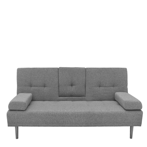 Casa Decor Mendoza 2 in 1 Sofa Bed Couch Grey Pull Down Cupholder 3 Seats Futon Chez Guru