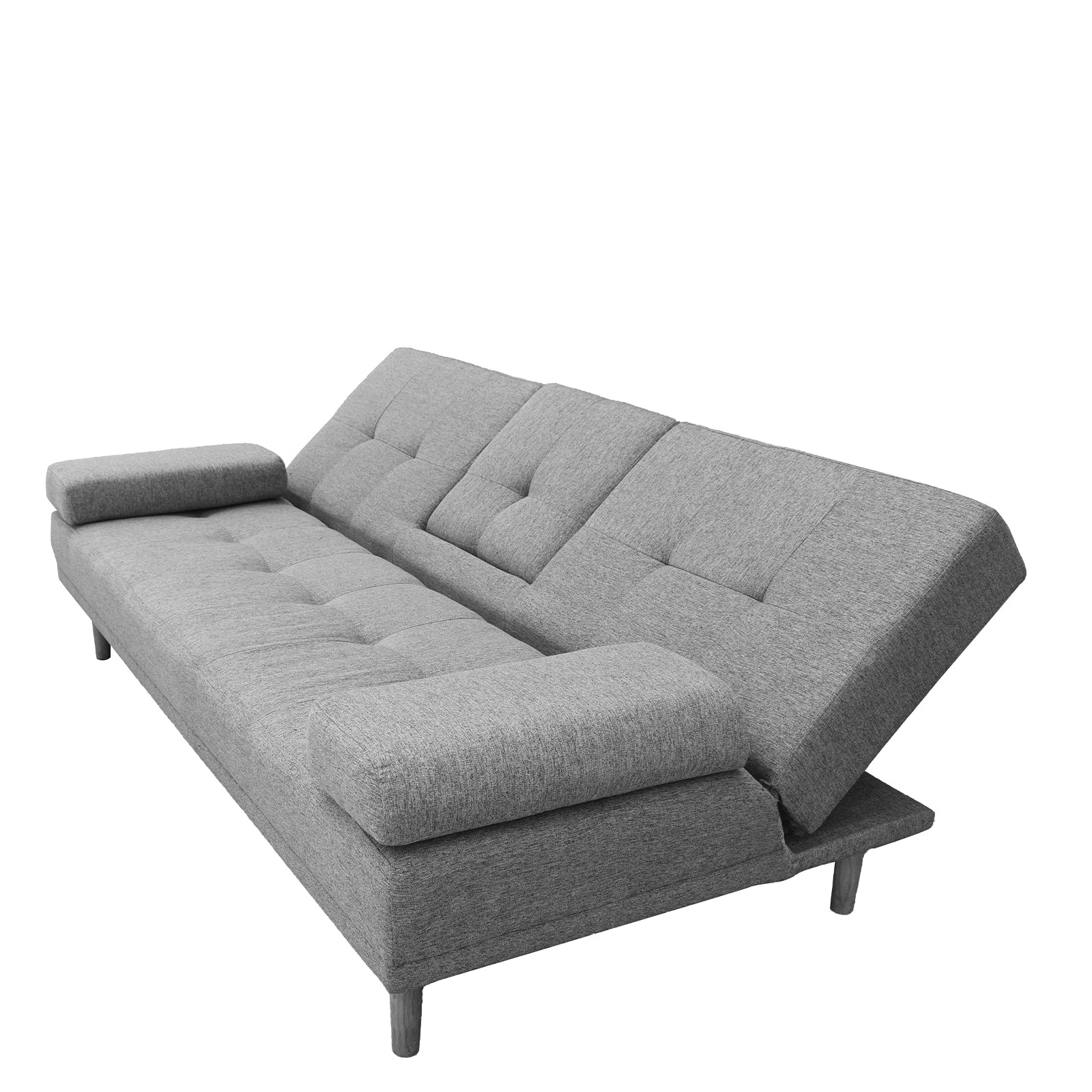 Casa Decor Mendoza 2 in 1 Sofa Bed Couch Grey Pull Down Cupholder 3 Seats Futon Chez Guru