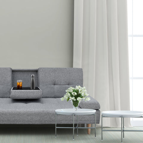 Casa Decor Mendoza 2 in 1 Sofa Bed Couch Grey Pull Down Cupholder 3 Seats Futon Chez Guru