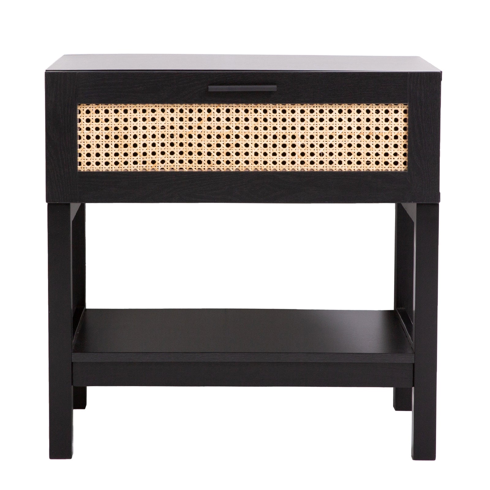 Casa Decor Tulum Rattan Bedside Table Drawers Table Nightstand Cabinet Black Chez Guru