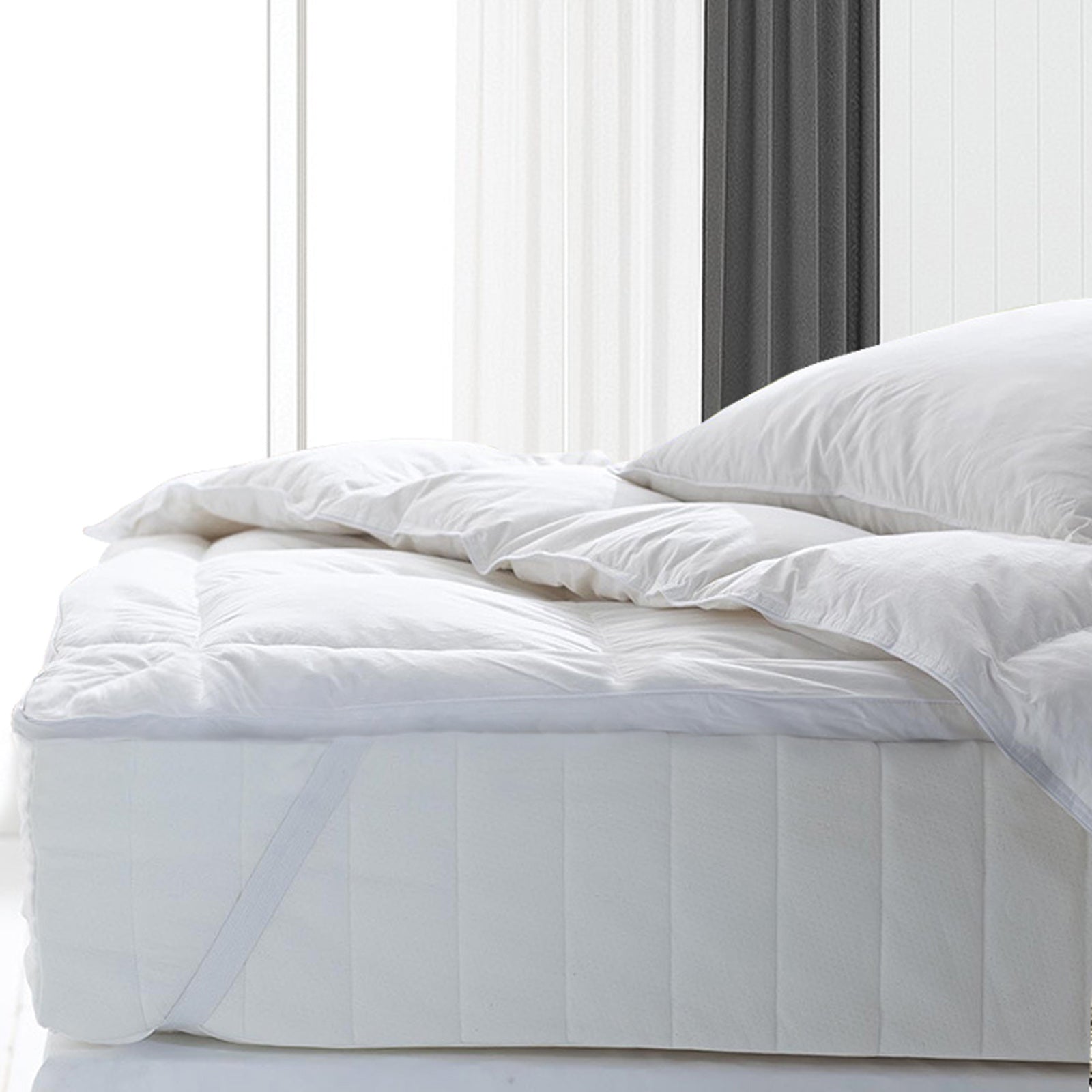 Royal Comfort Fitted Foam Cover Underlay Goose Mattress Topper 1000GSM - King - White Chez Guru