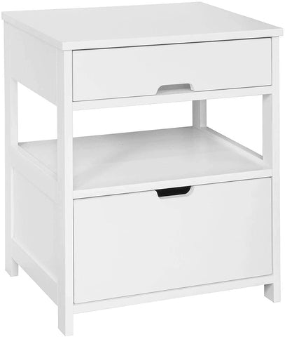White Bedside Table with 2 Drawers Chez Guru