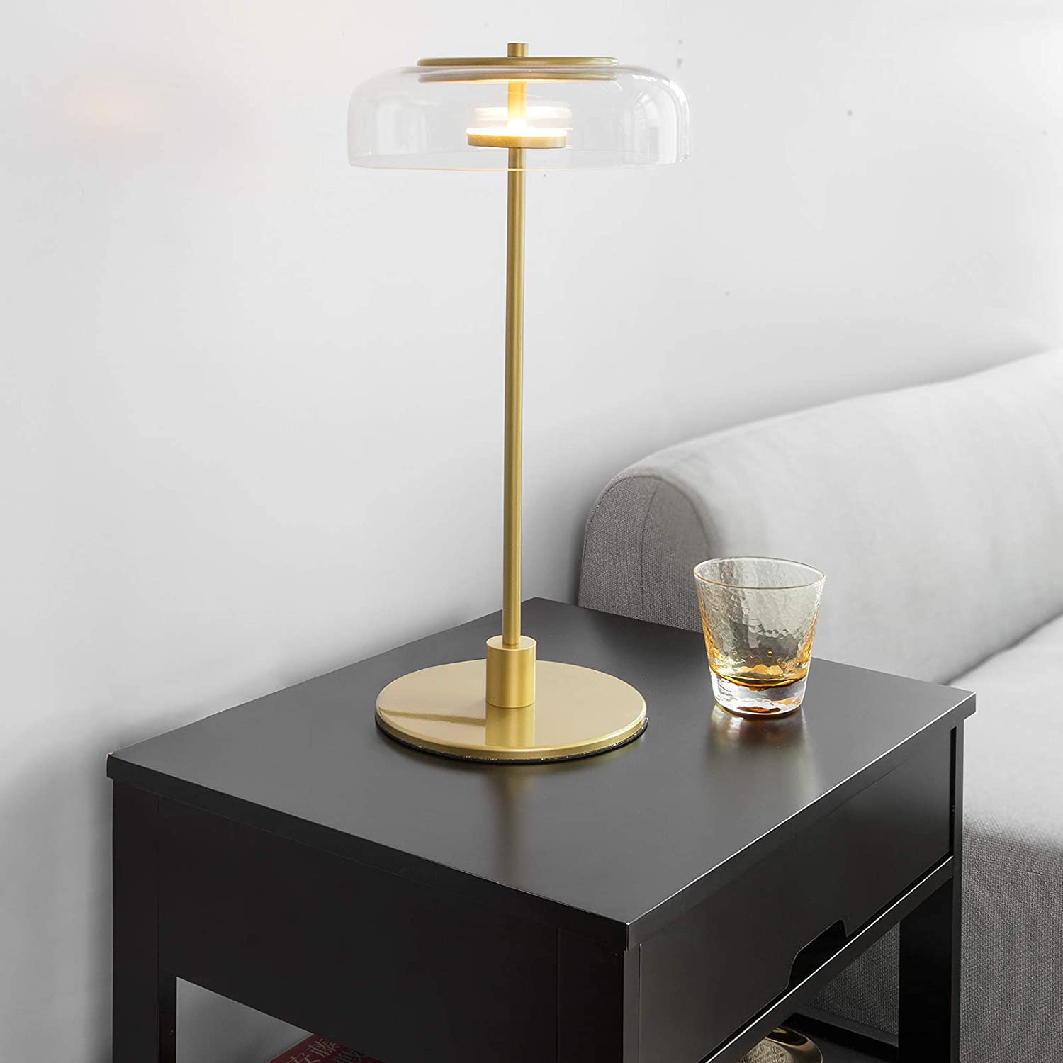 Black Bedside Table with 2 Drawers Chez Guru