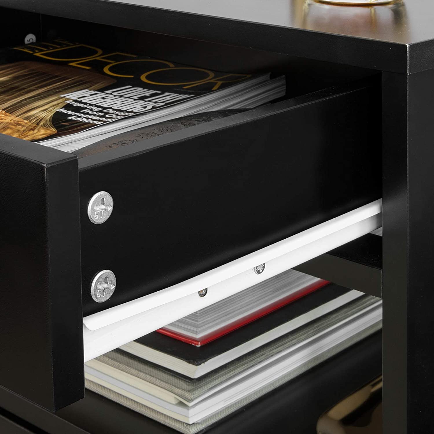 Black Bedside Table with 2 Drawers Chez Guru