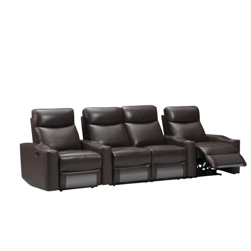 Chicago 4 Seat Home Theatre Lounge with all Electric Recliners & 4 Cup Holders Chez Guru