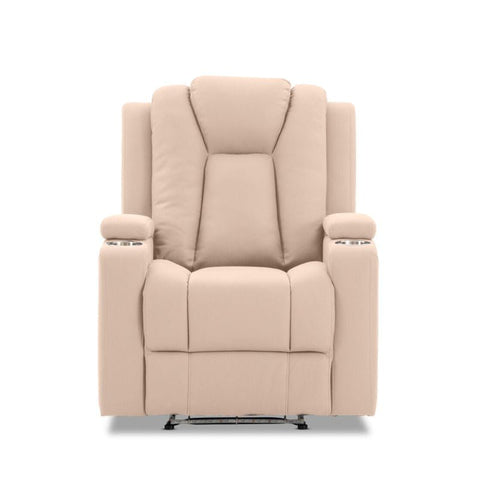 Theatre Electric Recliner Sofa Buckskin Fabric Single Latte Chez Guru