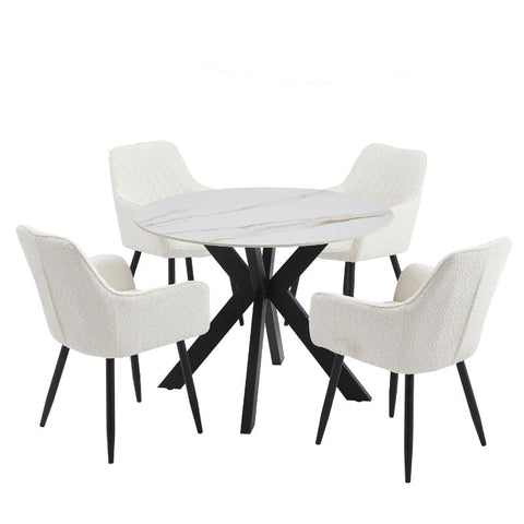 Tracey Round Marble Stone Dining Table Chez Guru