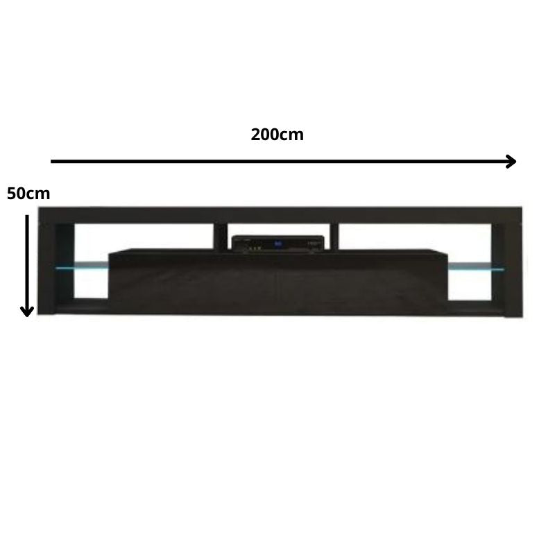 Modern TV Cabinet Living Room Furniture 200cm Black Chez Guru