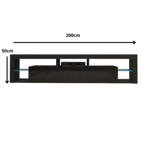 Modern TV Cabinet Living Room Furniture 200cm Black Chez Guru