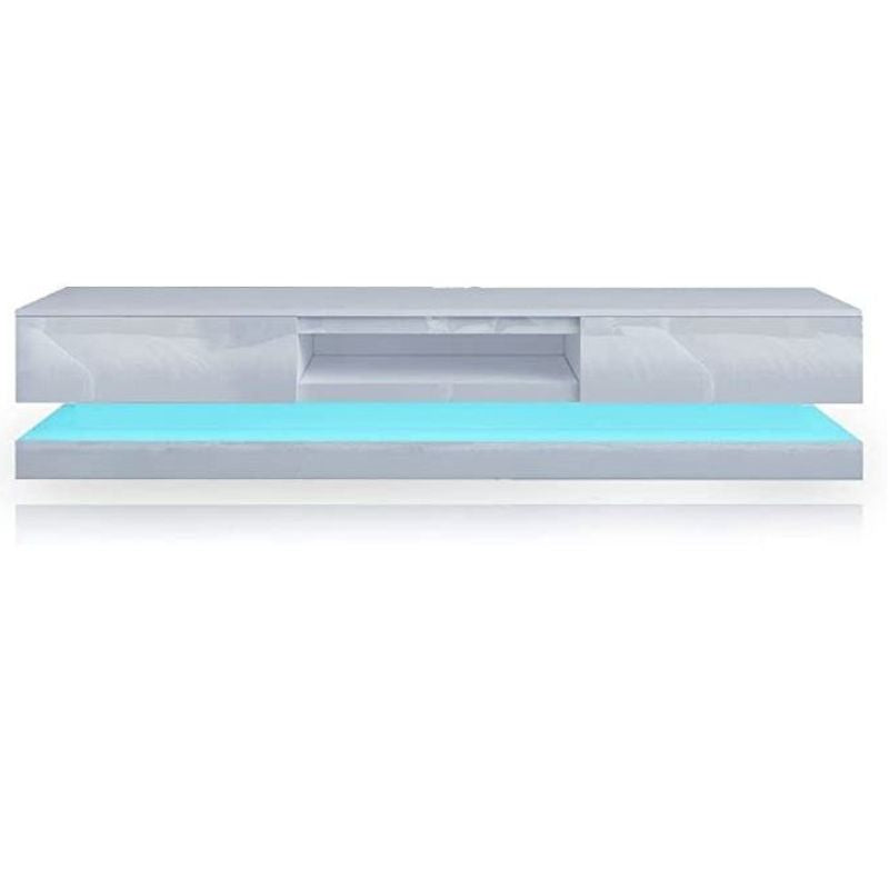 Modern High Gloss LED RGB TV Entertainment Unit with Storage 220cm - White Chez Guru