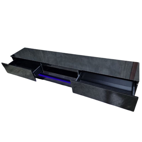 Modern High Gloss LED RGB TV Entertainment Unit with Storage 220cm - Black Chez Guru