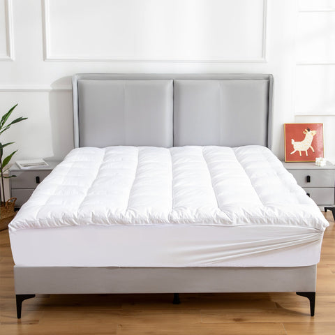 Hypoallergenic, Antibacterial w/ 100% Microfiber filling Mattress Topper - QUEEN Chez Guru