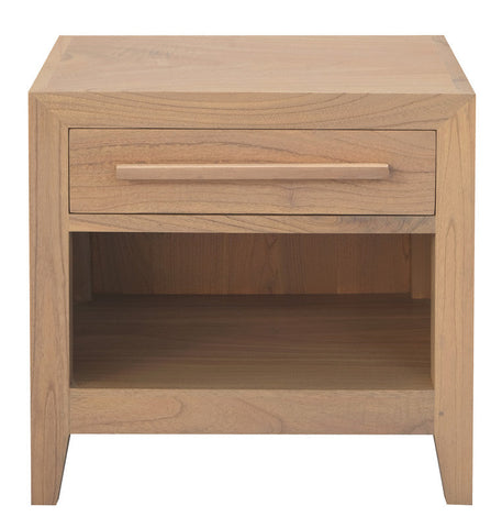 Dion 1-Drawer Solid Mindi Bedside Table (Natural) Chez Guru