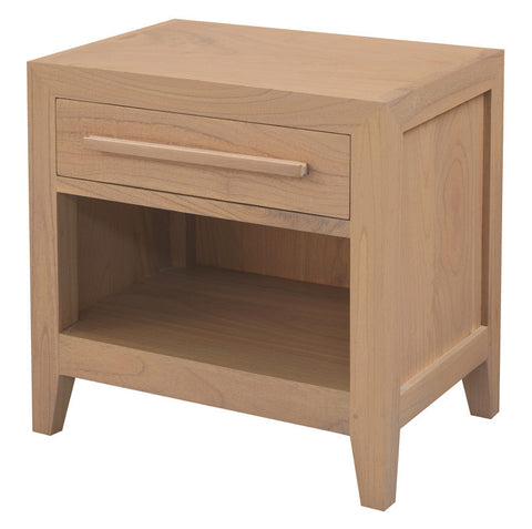 Dion 1-Drawer Solid Mindi Bedside Table (Natural) Chez Guru