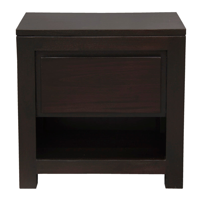 Amsterdam Solid Mahogany Timber 1 Drawer Bedside Table (Chocolate) Chez Guru