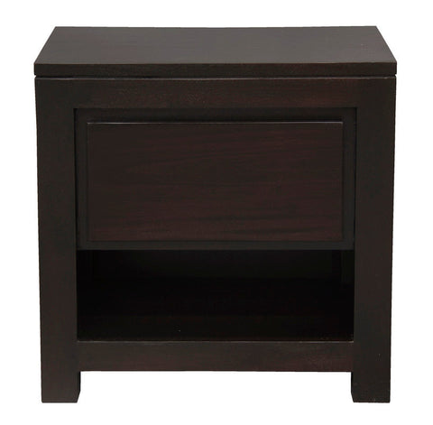 Amsterdam Solid Mahogany Timber 1 Drawer Bedside Table (Chocolate) Chez Guru