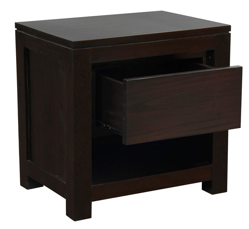 Amsterdam Solid Mahogany Timber 1 Drawer Bedside Table (Chocolate) Chez Guru