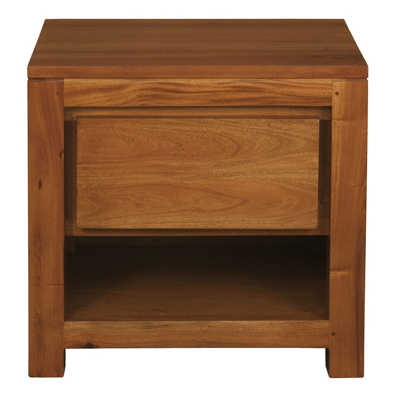 Amsterdam Solid Mahogany Timber 1 Drawer Bedside Table (Light Pecan) Chez Guru