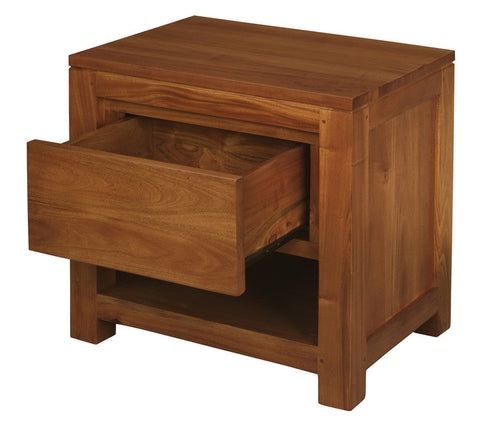 Amsterdam Solid Mahogany Timber 1 Drawer Bedside Table (Light Pecan) Chez Guru
