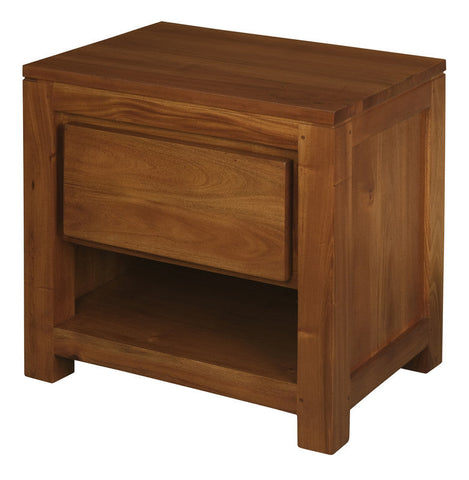 Amsterdam Solid Mahogany Timber 1 Drawer Bedside Table (Light Pecan) Chez Guru