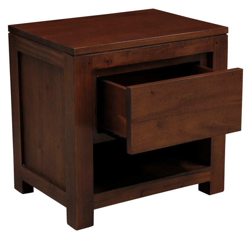 Amsterdam Solid Mahogany Timber 1 Drawer Bedside Table (Mahogany) Chez Guru