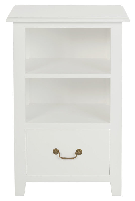 Tasmania 1 Drawer Solid Mahogany Timber Lamp Table (White) Chez Guru