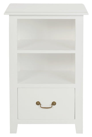 Tasmania 1 Drawer Solid Mahogany Timber Lamp Table (White) Chez Guru