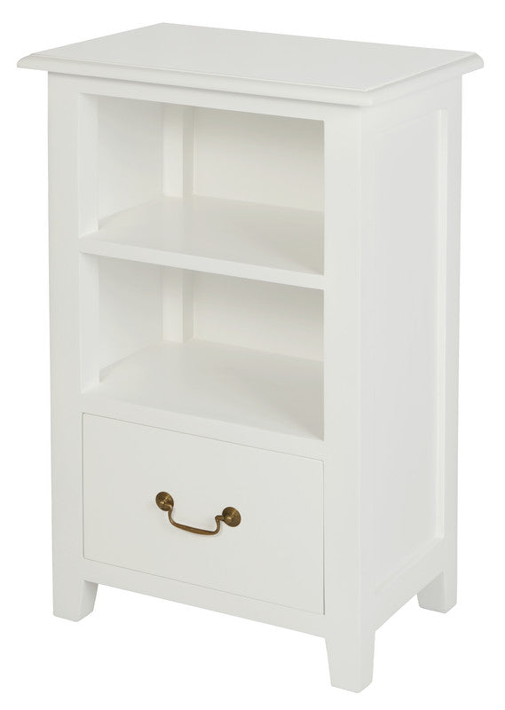 Tasmania 1 Drawer Solid Mahogany Timber Lamp Table (White) Chez Guru